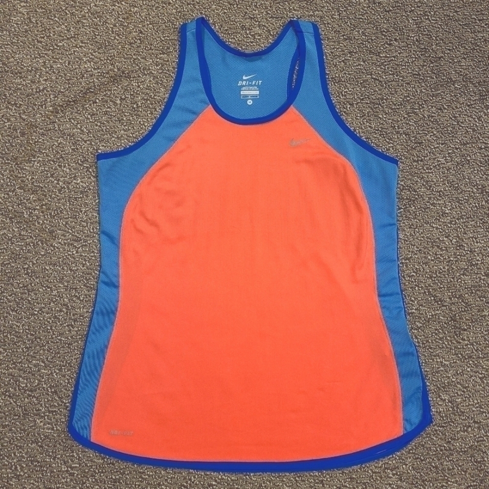 Nike Athletic Racerback Tank Top Dri Fit Breathable Lightweight Blue Medium